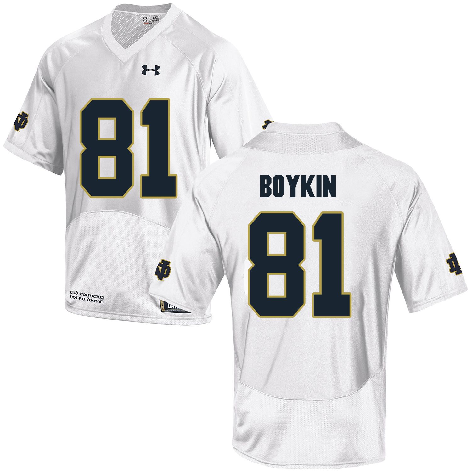 Men Norte Dame Fighting Irish #81 Boykin White Customized NCAA Jerseys